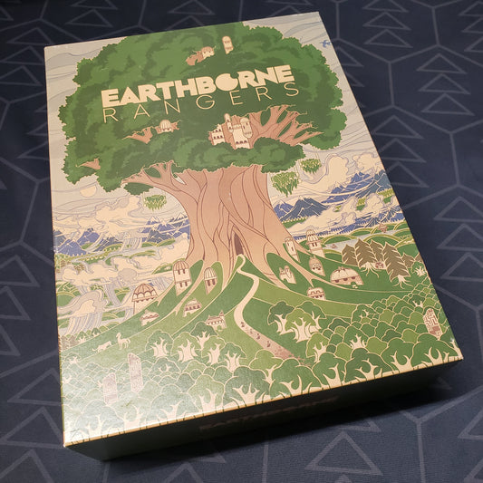 Image shows the front cover of the box of the Earthborne Rangers board game