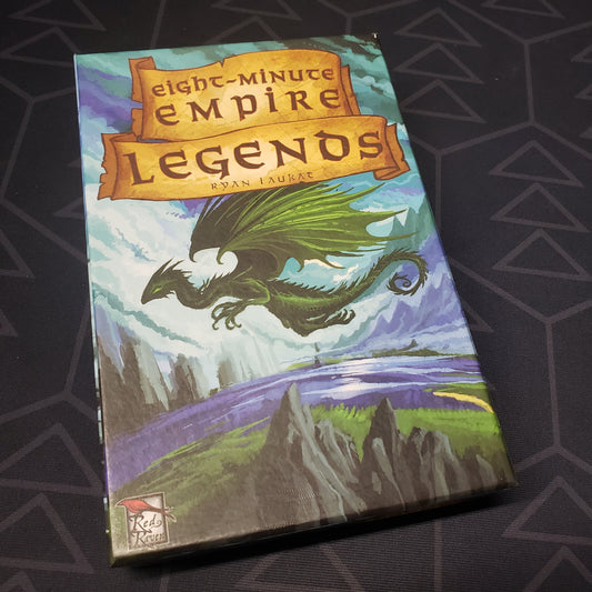 Image shows the front cover of the box of the Eight-Minute Empire: Legends board game