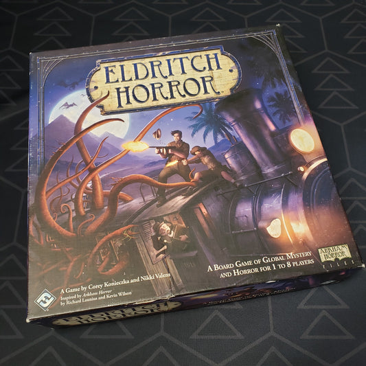 Image shows the front cover of the box of the Eldritch Horror board game