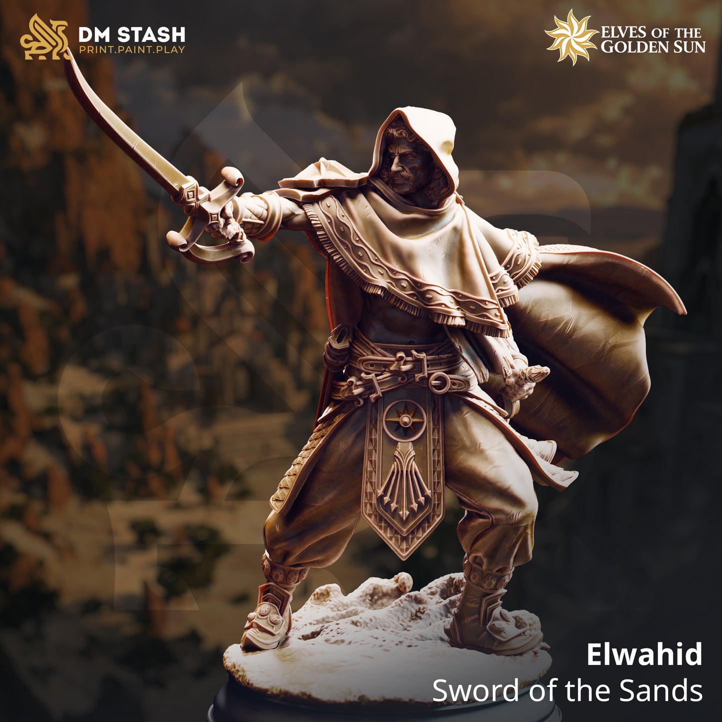 Image shows a 3D render of a human fighter gaming miniature.