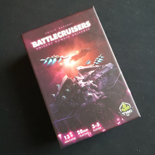 Image shows the front cover of the box of the Eminent Domain: Battlecruisers card game