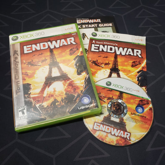 Image shows the case, manual, quick start guider and disc for the video game EndWar for Xbox 360