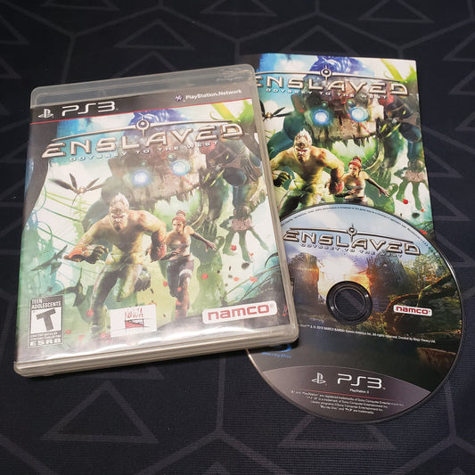 Image shows the case, manual and disc for the video game Enslaved: Odyssey to the West for Playstation 3