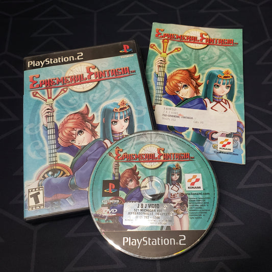 Image shows the case, manual & disc for the video game Ephemeral Fantasia for Playstation 2