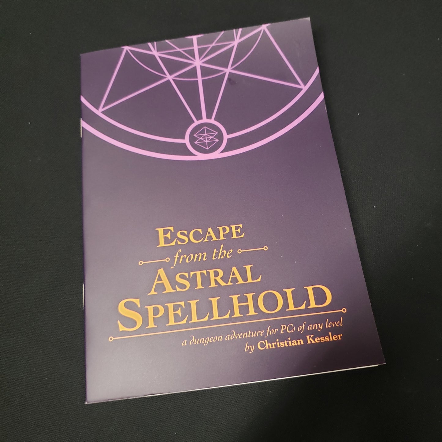 Image shows the front cover of the Escape From the Astral Spellhold roleplaying game book