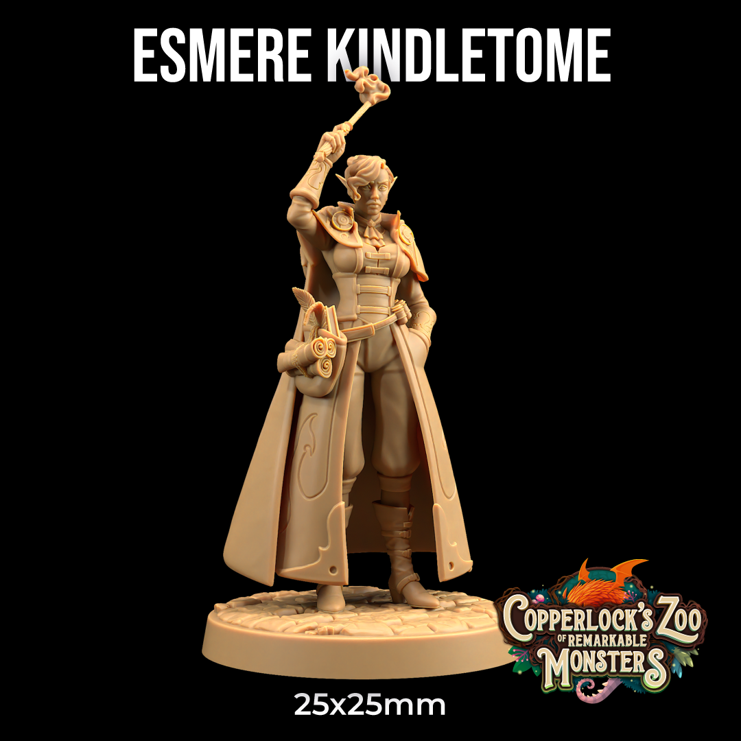 Image shows a 3D render of an elf wizard detective gaming miniature
