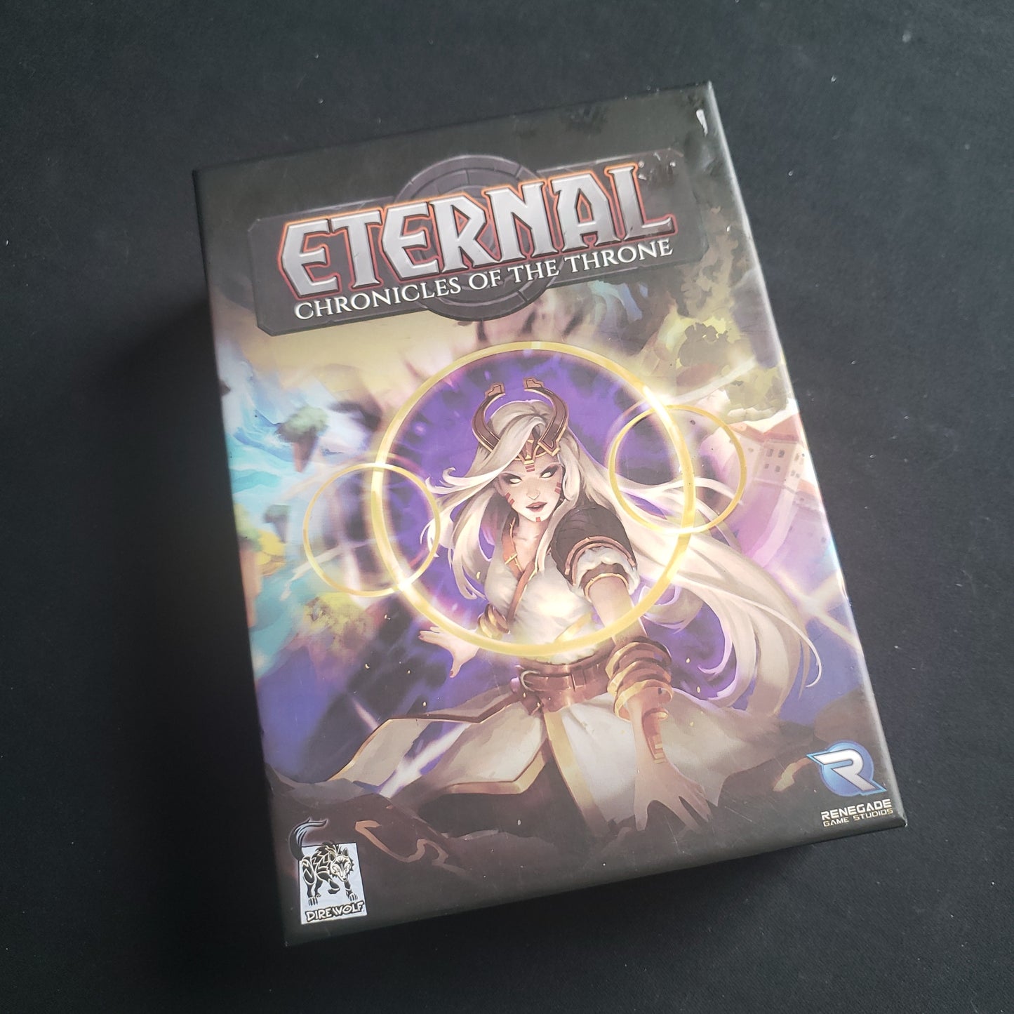 Image shows the front cover of the box of the Eternal: Chronicles of the Throne card game