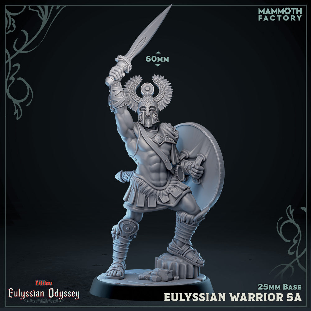 Image shows a 3D render of a ancient Greek soldier gaming miniature.