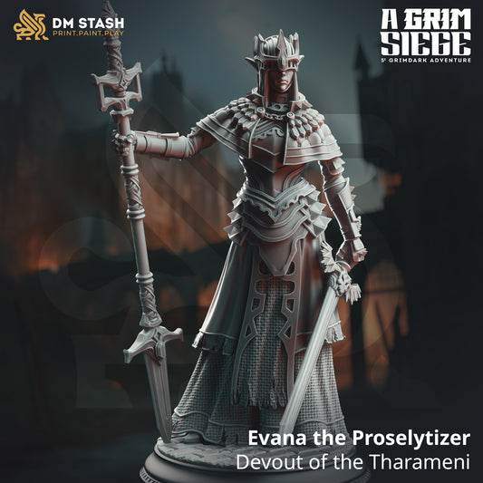 Image shows a 3D render of a elf battlemage gaming miniature.