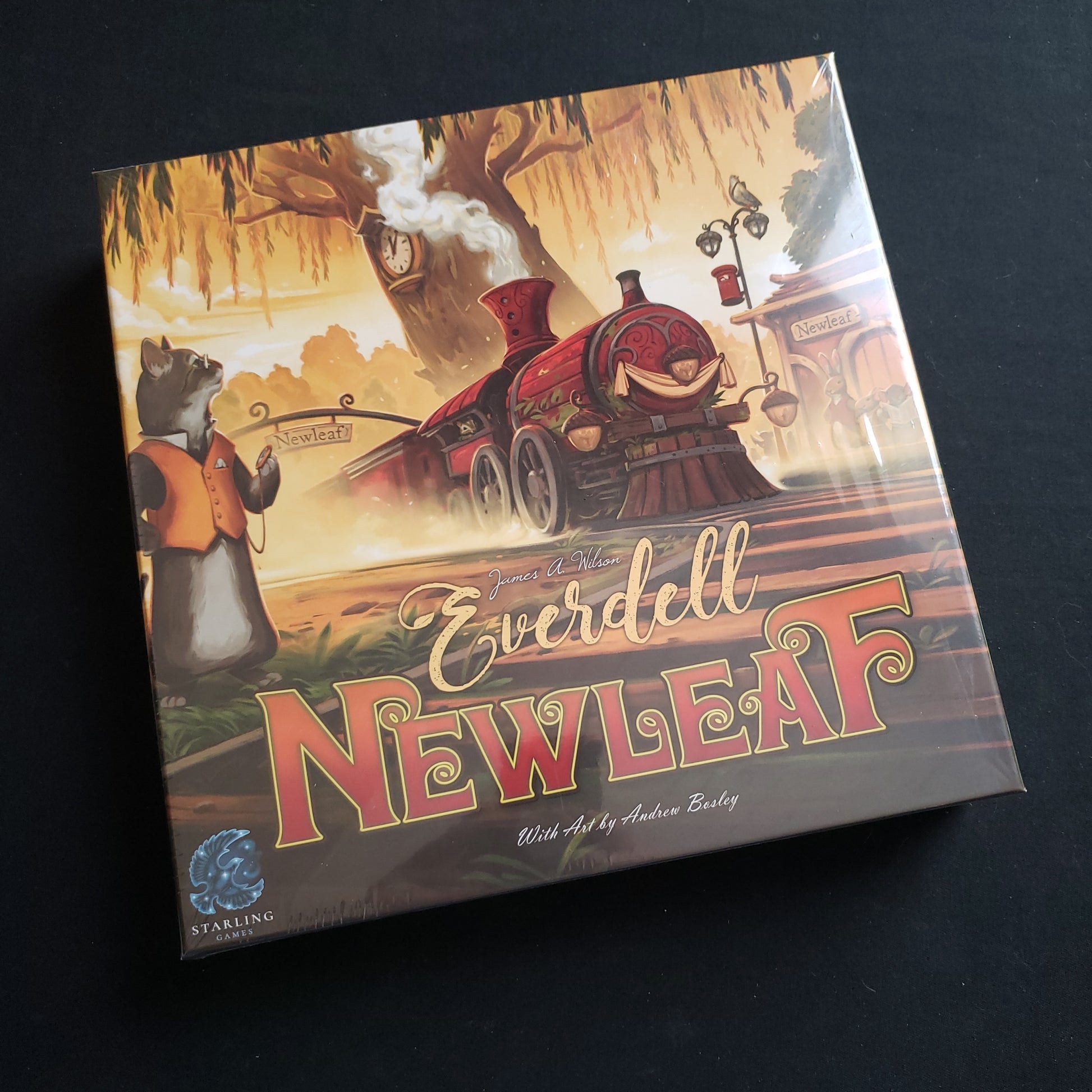 Image shows the front of the box for the Newleaf Expansion for the Everdell board game