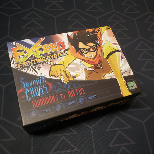 Image shows the front cover of the box for the Exceed: Seventh Cross - Guardians vs. Myths Box card game
