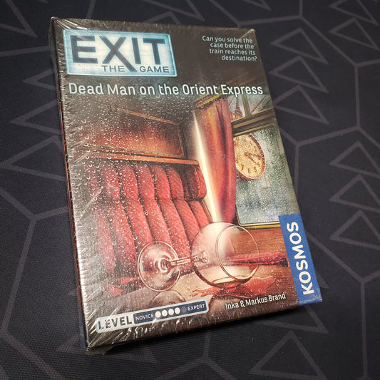 Image shows the front cover of the box for the Exit: Dead Man on the Orient Express card game