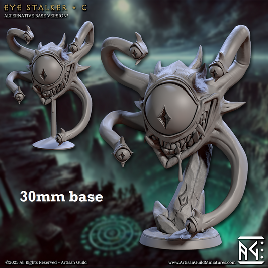 Image shows a 3D render of a beholder gaming miniature