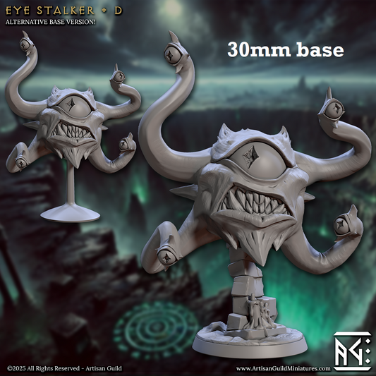 Image shows a 3D render of a beholder gaming miniature