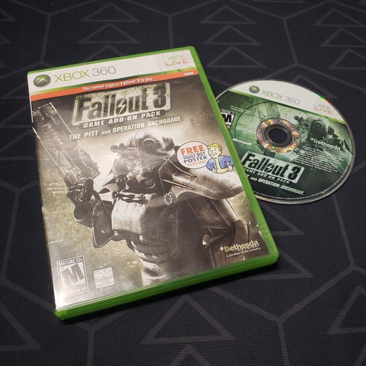 Image shows the case and disc for the The Pitt & Operation Anchorage Expansions for the video game Fallout 3 for Xbox 360