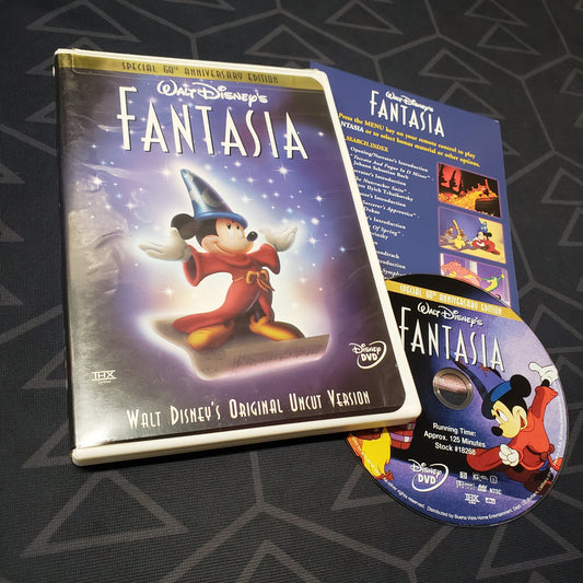 Image shows the case, insert & disc for the Special 60th Anniversary Edition of the movie Fantasia on DVD