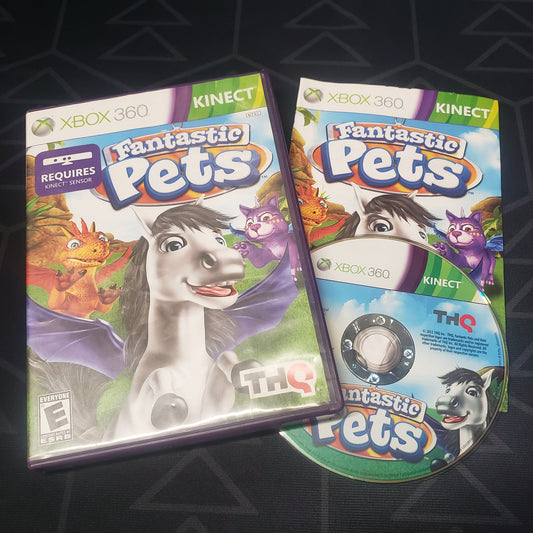 Image shows the case, manual & disc for the video game Fantastic Pets for Xbox 360