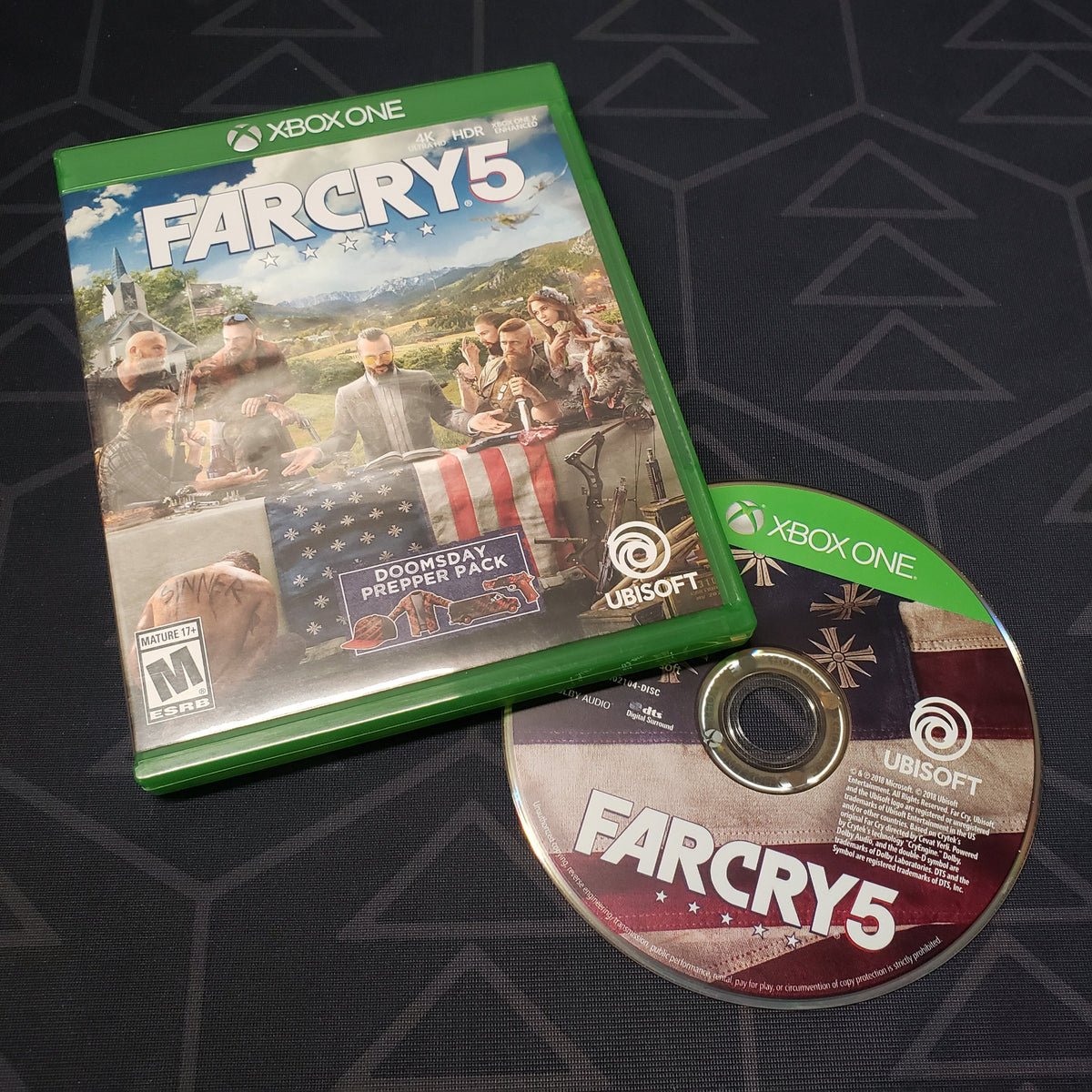 Image shows the case and disc for the video game Far Cry 5 for Xbox One