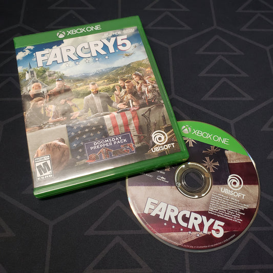 Image shows the case and disc for the video game Far Cry 5 for Xbox One