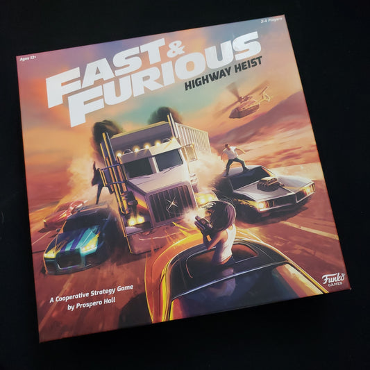 Image shows the front cover of the box of the Fast & Furious: Highway Heist board game