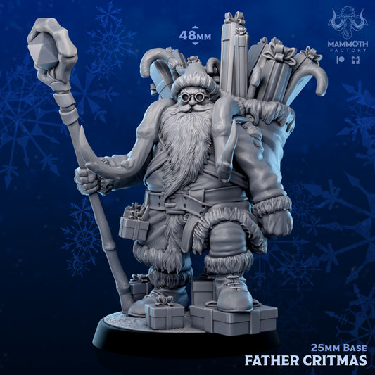 Image shows a 3D render of a gaming-themed Santa miniature