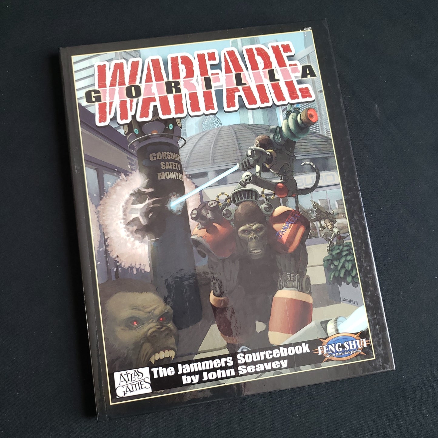 Image shows the front cover of the Gorilla Warfare book for the Feng Shui roleplaying game