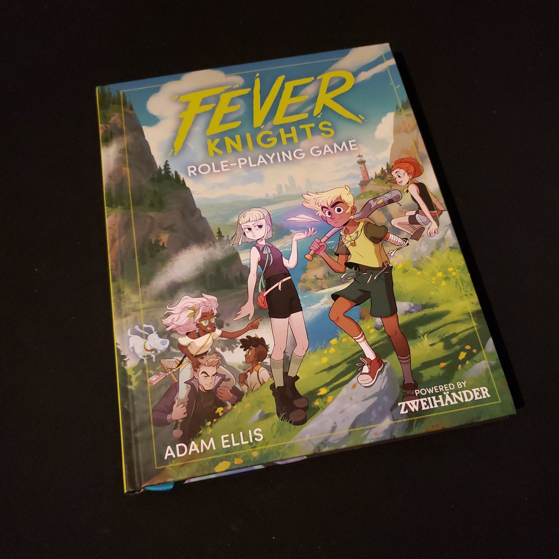 Image shows the front cover of the Fever Knights roleplaying game book