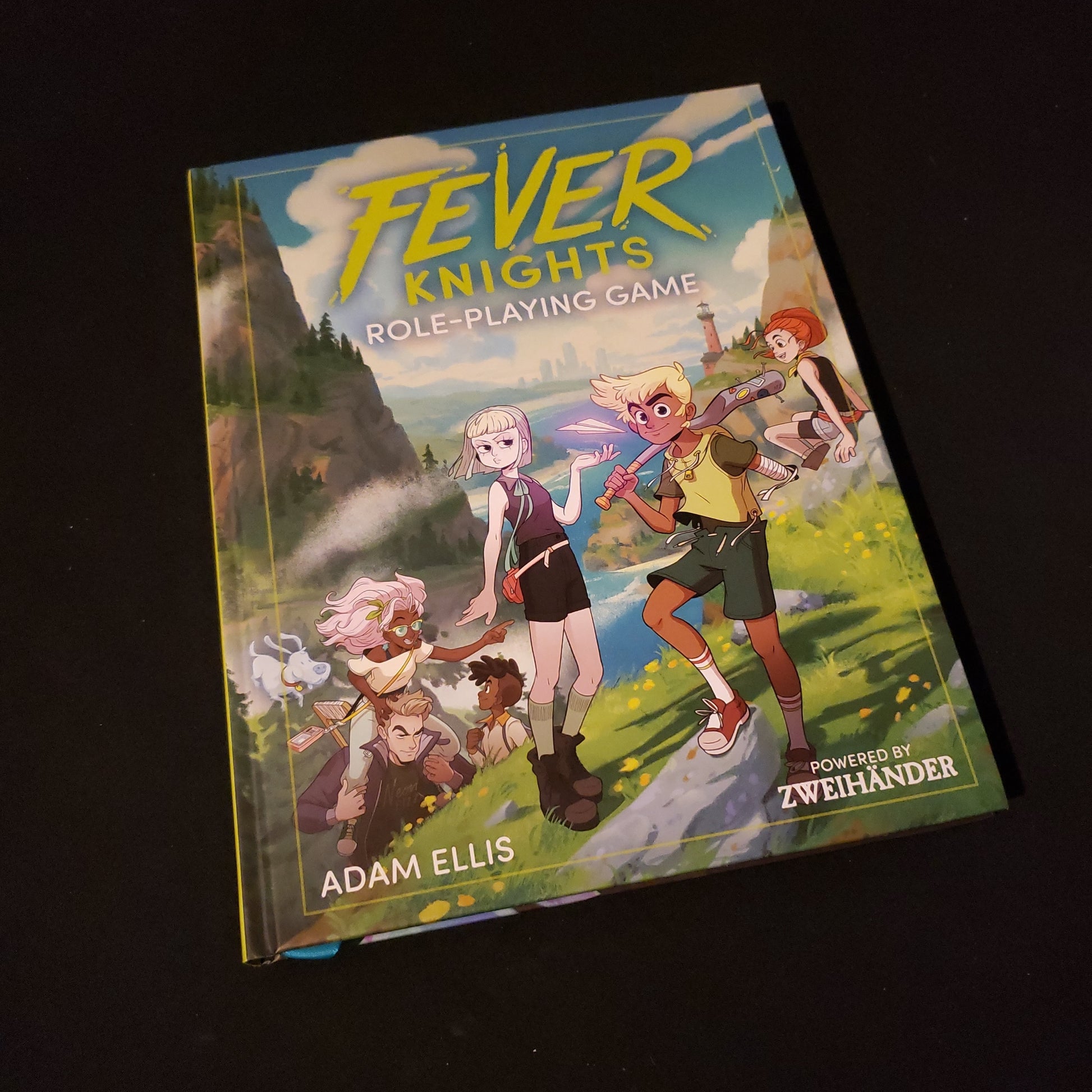 Image shows the front cover of the Fever Knights roleplaying game book