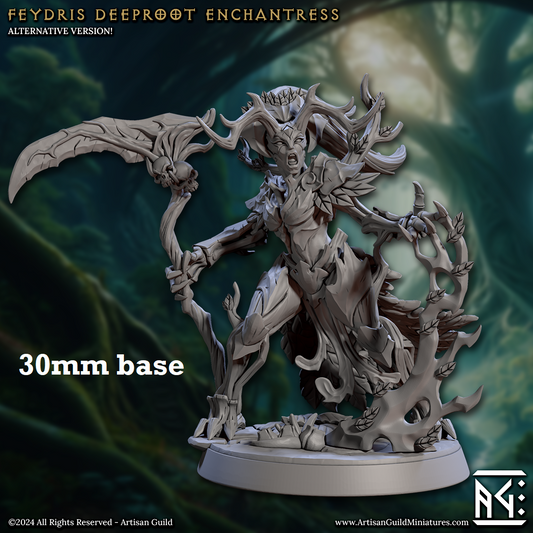 Image shows a 3D render of a treefolk druid gaming miniature