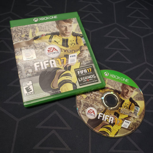 Image shows the case and disc for the video game FIFA 17 for Xbox One