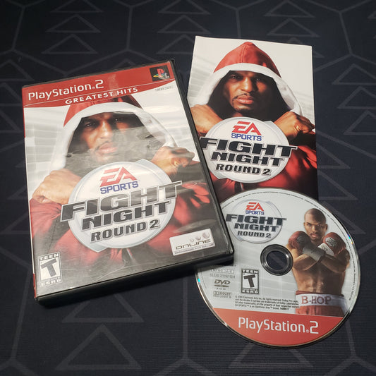Image shows the case, manual and disc for the video game Fight Night: Round 2 for Playstation 2