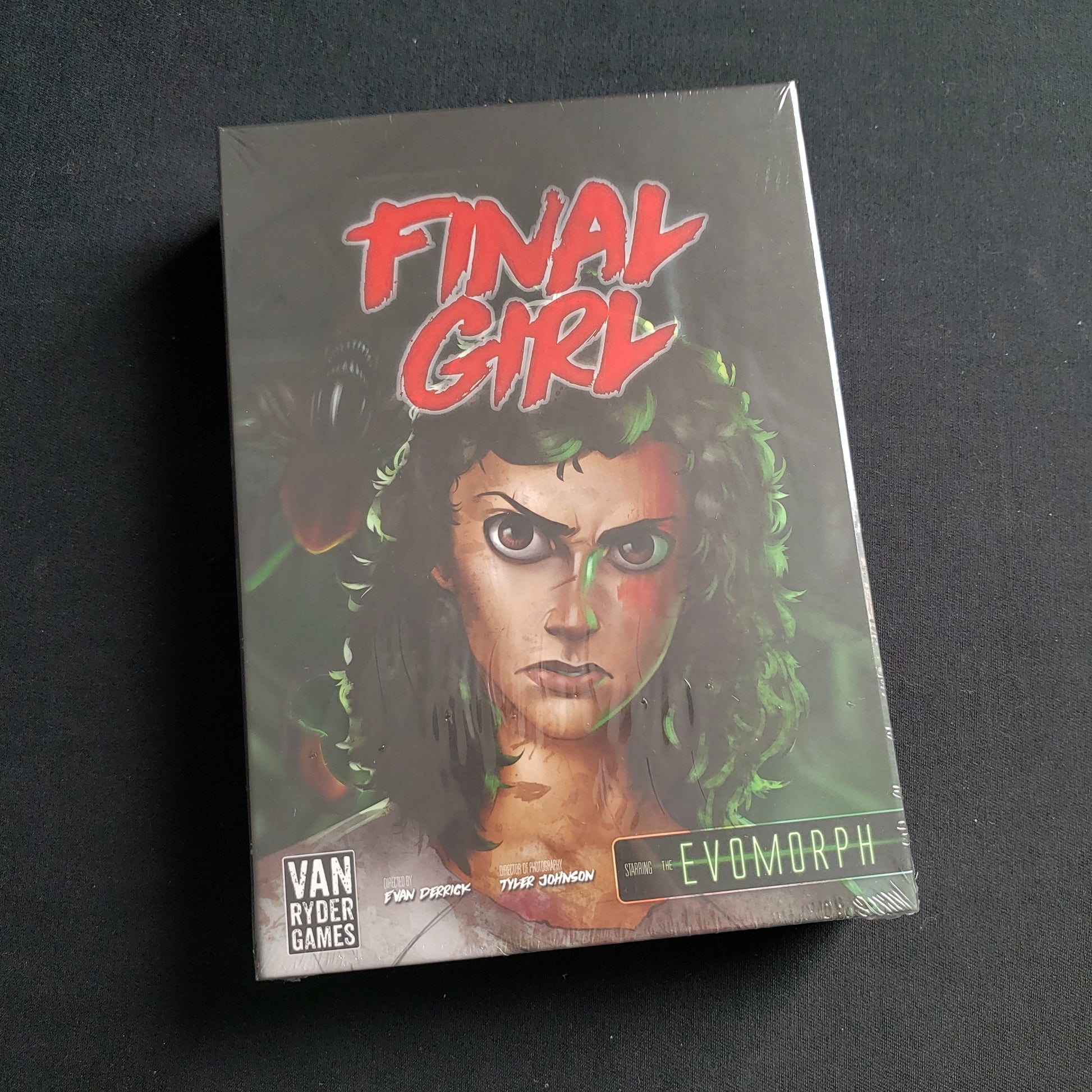 Image shows the front of the box for the Into the Void Feature Film Expansion for the Final Girl board game