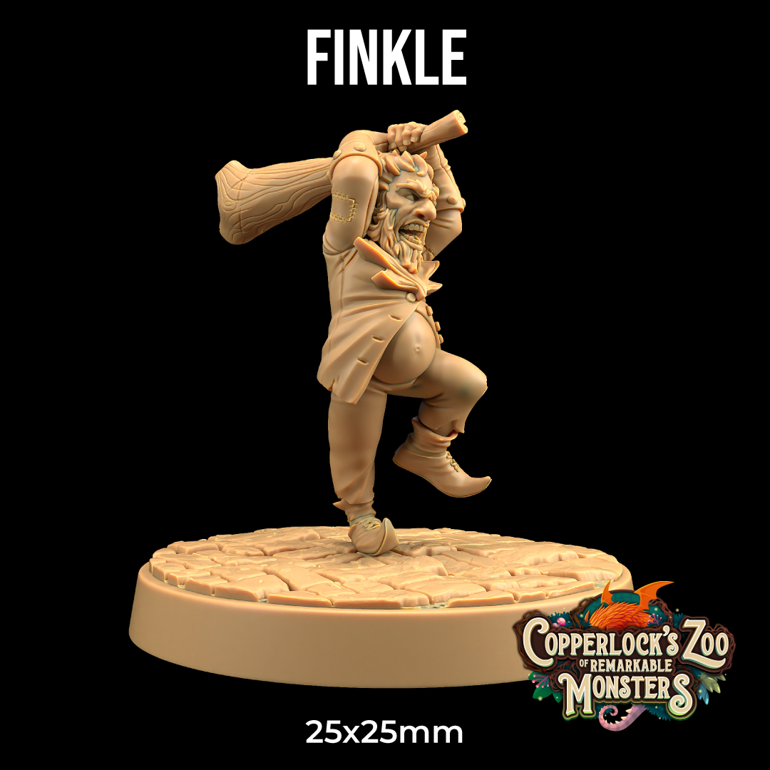 Image shows a 3D render of a gnome fighter gaming miniature