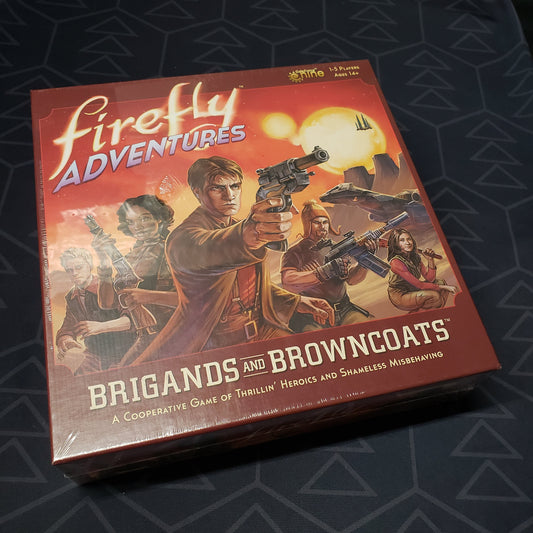 Image shows the front cover of the box for the Firefly Adventures board game