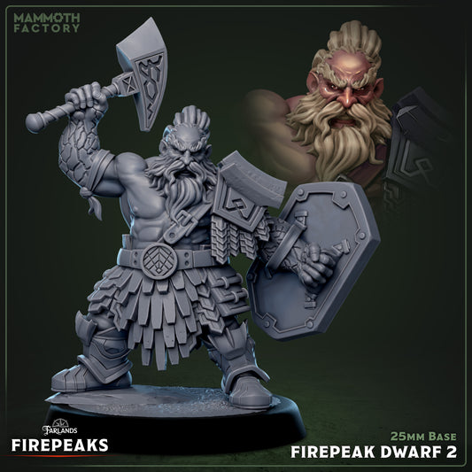 Image shows a 3D render of a dwarf barbarian gaming miniature.