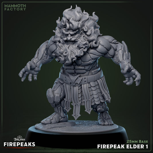 Image shows a 3D render of a fire dwarf grappler gaming miniature.