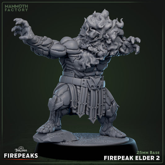 Image shows a 3D render of a fire dwarf grappler gaming miniature.