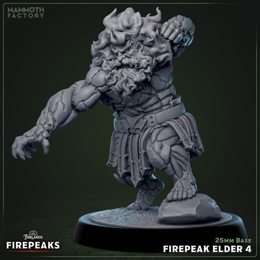Image shows a 3D render of a fire dwarf grappler gaming miniature.