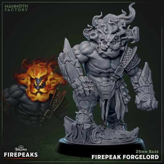 Image shows a 3D render of a fire dwarf grappler gaming miniature.