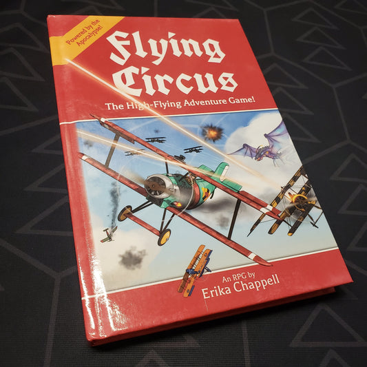 Image shows the front cover of the core rulebook for the roleplaying game Flying Circus