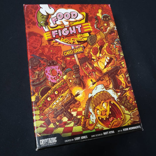 Image shows the front cover of the box of the Food Fight Card Game