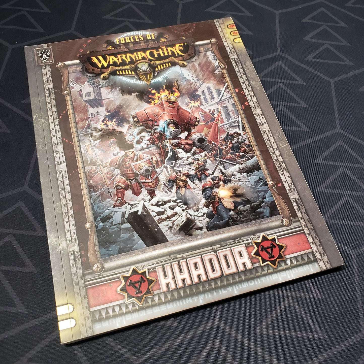 Image shows the front cover of the Forces of Warmachine: Khador wargaming book