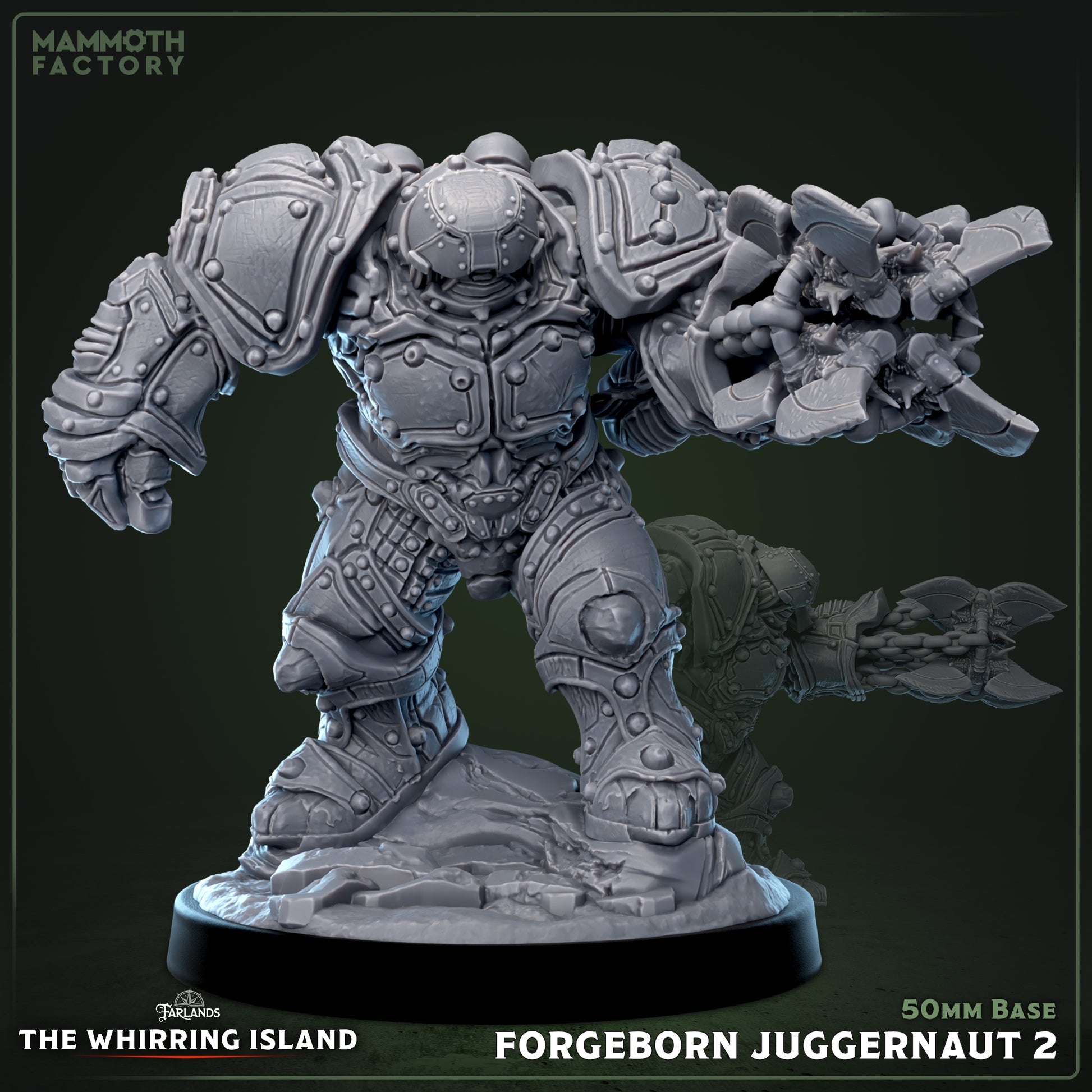 Image shows a 3D render of a mechanized hulk gaming miniature.