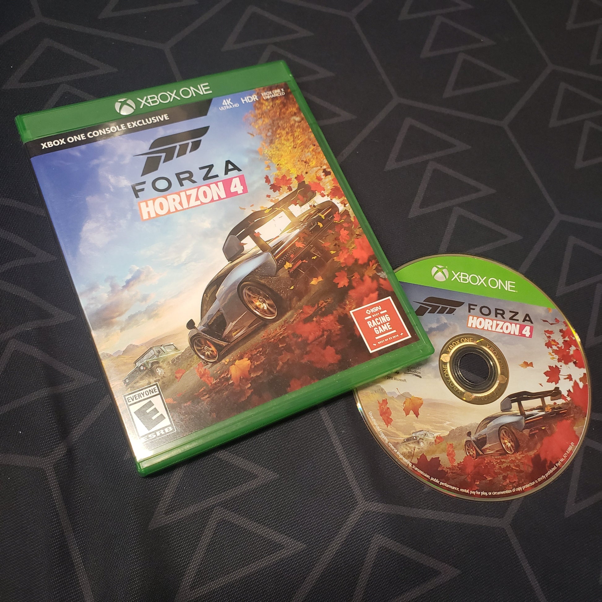 Image shows the case and disc for the video game Forza Horizon 4 for Xbox One