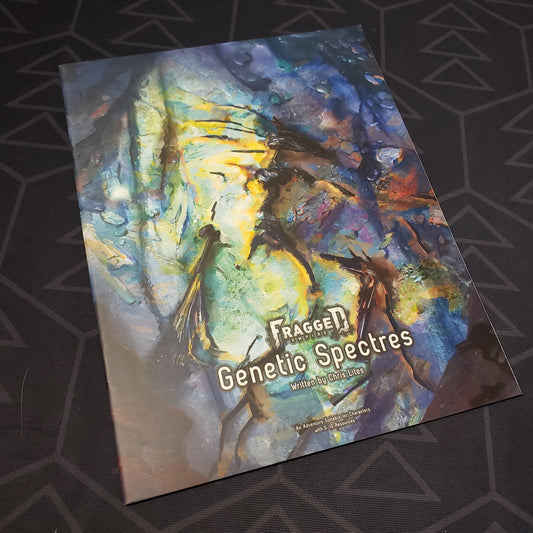Image shows the front cover of the Genetic Spectres book for the roleplaying game Fragged Empire