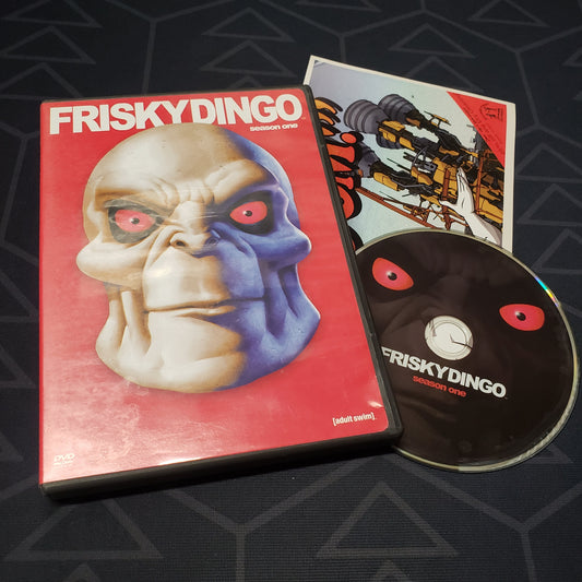 Image shows the case, insert & disc for the first season of Frisky Dingo on DVD