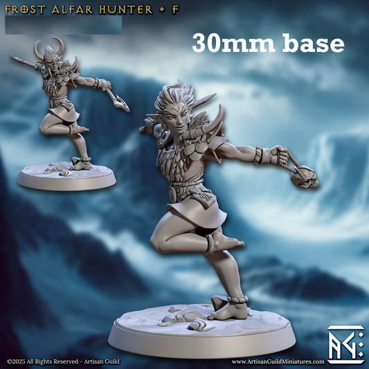 Image shows 3D renders of two sculpt options for a elf rogue gaming miniature.