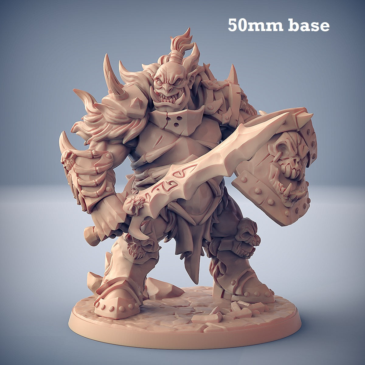 Image shows a 3D render of an ogre barbarian gaming miniature