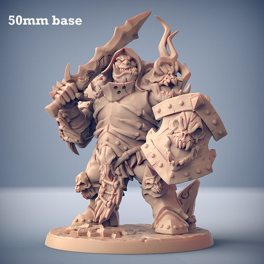 Image shows a 3D render of an ogre barbarian gaming miniature