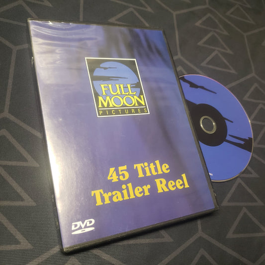 Image shows the case & disc for the Full Moon Pictures: 45 Title Movie Trailer Reel on DVD